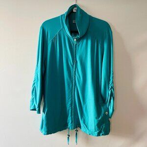 Chico's Zenergy Womens Blue Lightweight Athletic Zip Up Jacket Sz 3 US XL